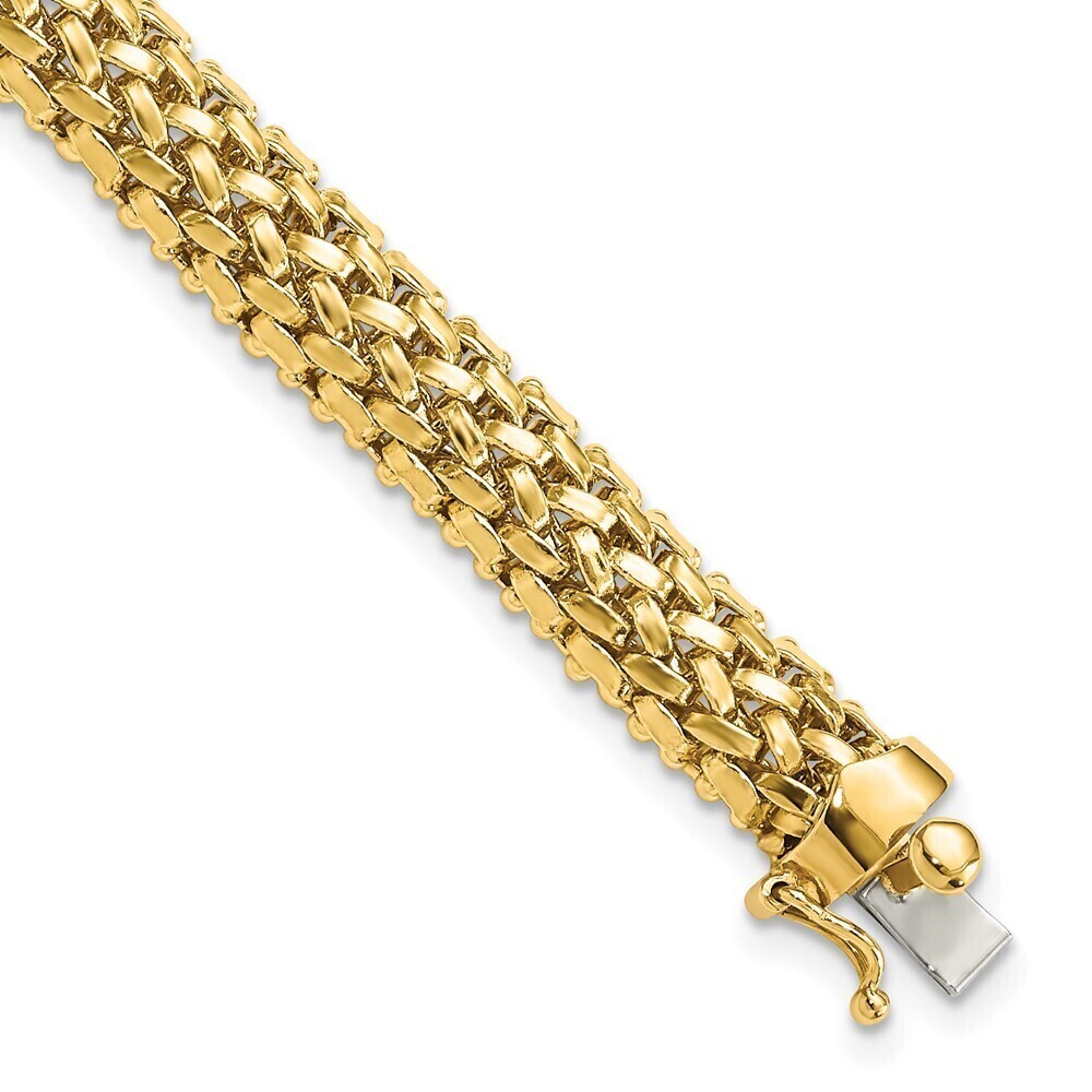 Kazi Luxury 14k Yellow Gold 7.25in 6.75mm Polished Mesh Bracelet